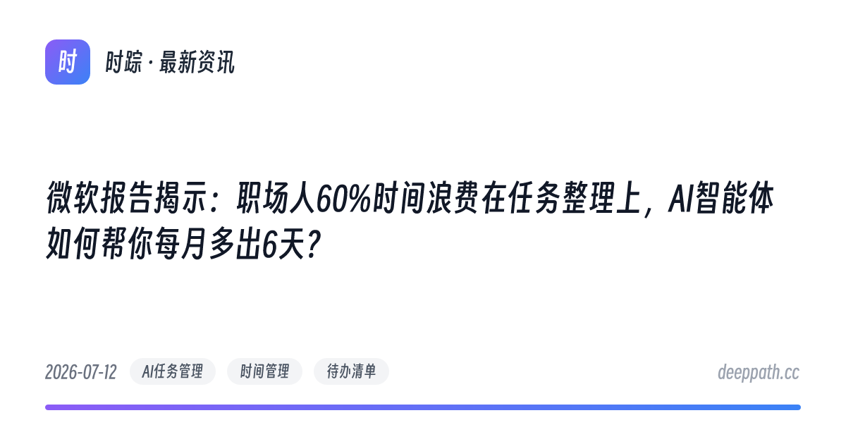 微软报告揭示：职场人60%时间浪费在任务整理上，AI智能体如何帮你每月多出6天？ - 文章封面