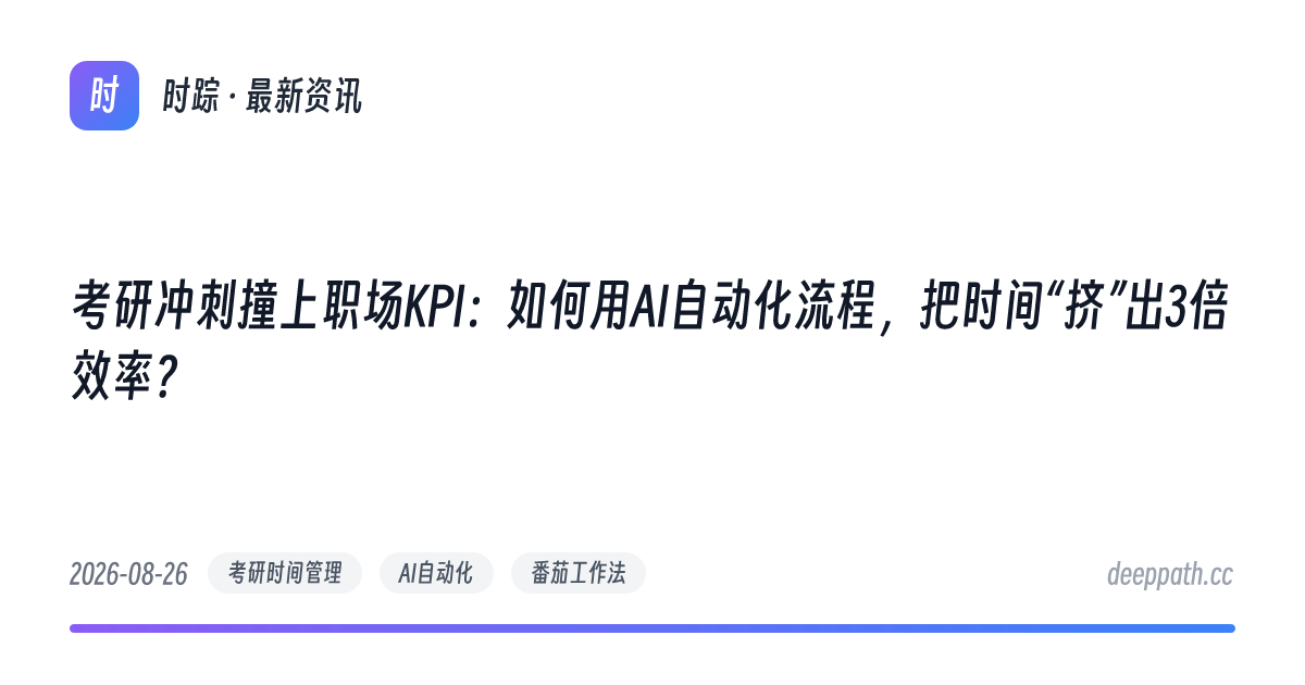 考研冲刺撞上职场KPI：如何用AI自动化流程，把时间“挤”出3倍效率？ - 文章封面