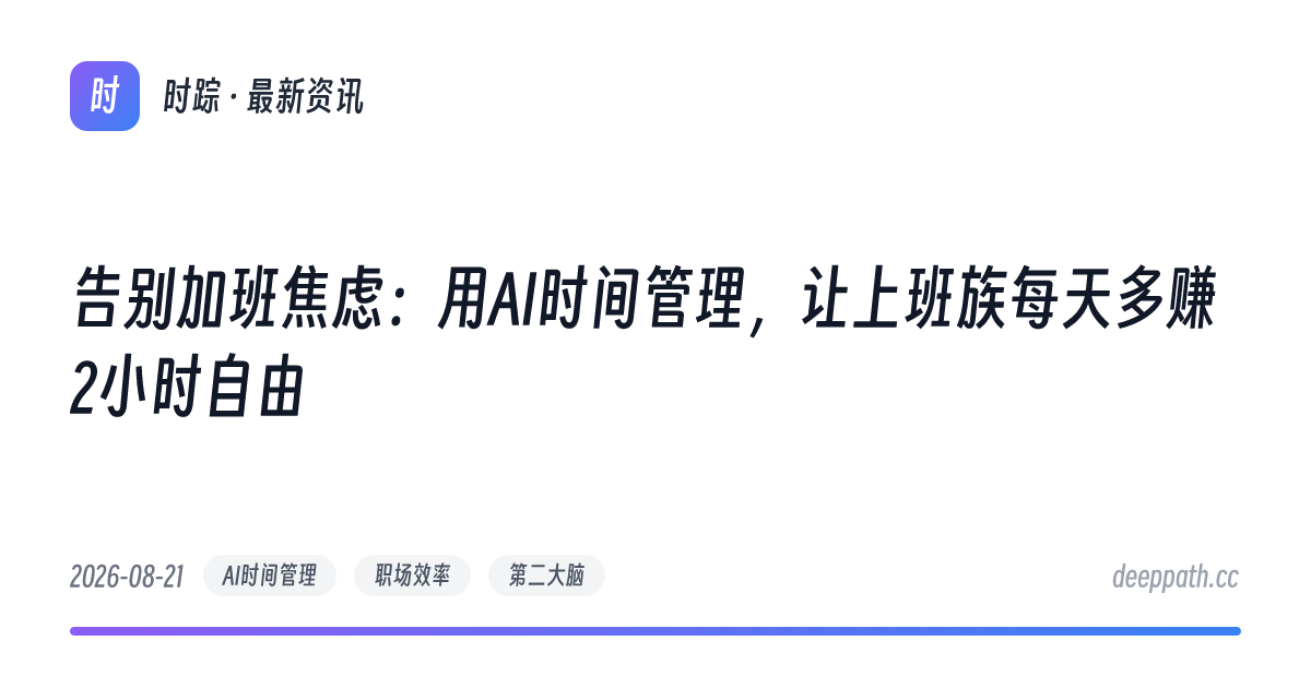 告别加班焦虑：用AI时间管理，让上班族每天多赚2小时自由 - 文章封面