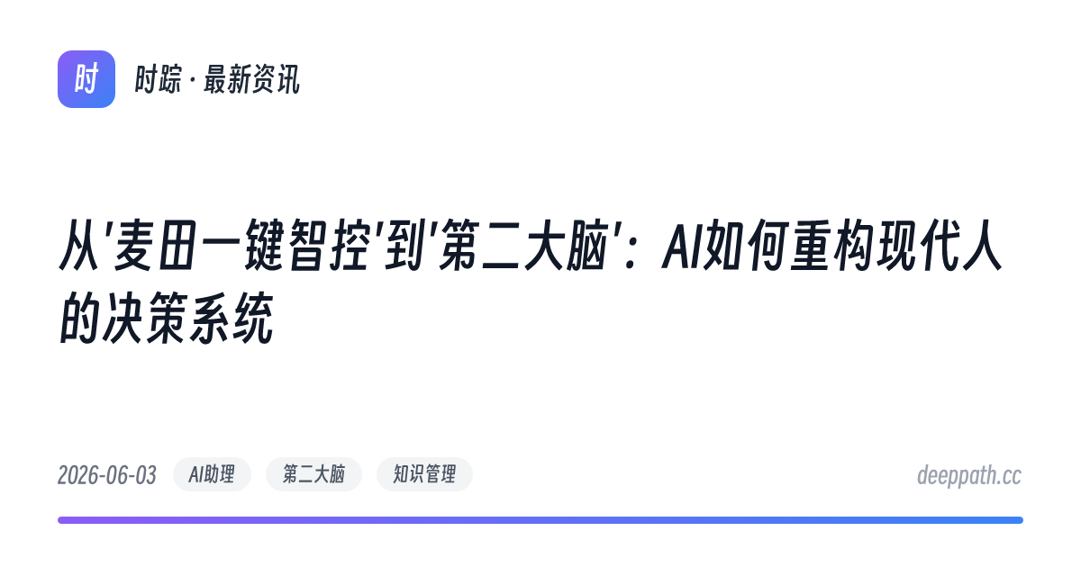 从'麦田一键智控'到'第二大脑'：AI如何重构现代人的决策系统 - 文章封面