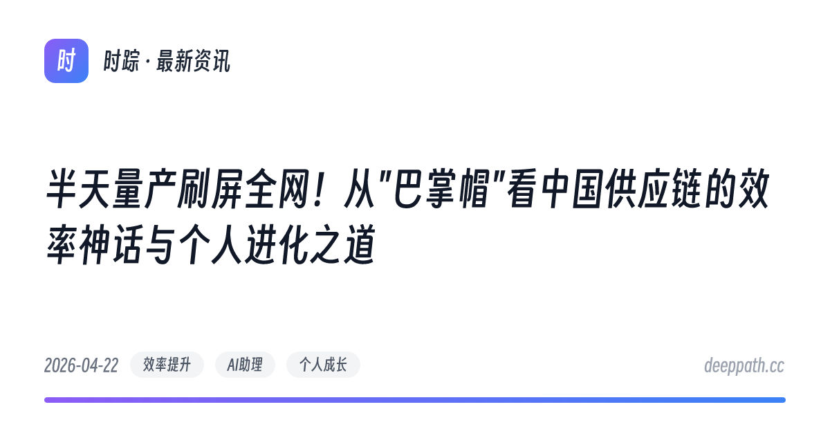 半天量产刷屏全网！从"巴掌帽"看中国供应链的效率神话与个人进化之道 - 文章封面