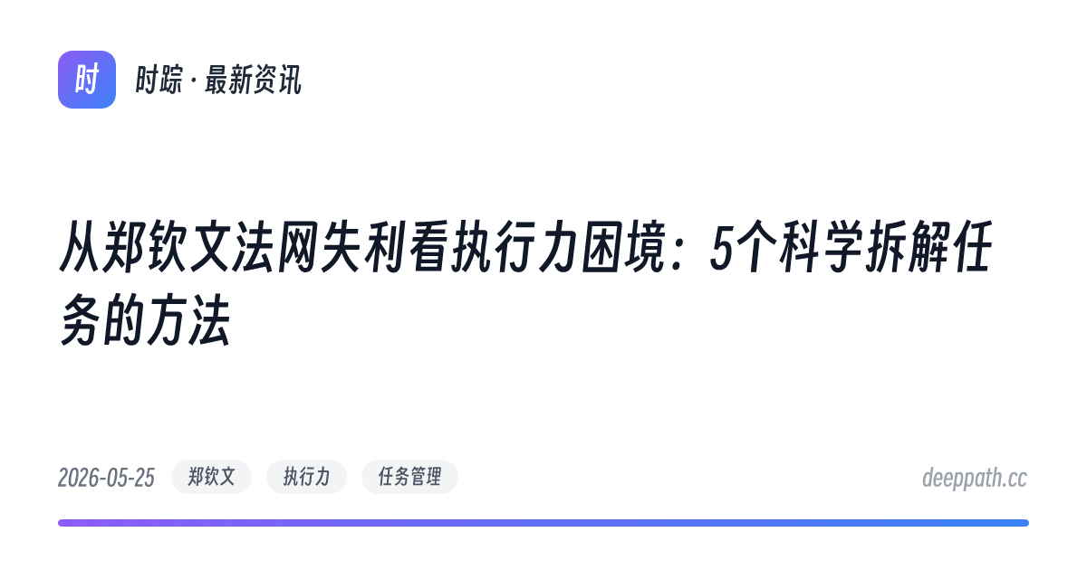 从郑钦文法网失利看执行力困境：5个科学拆解任务的方法 - 文章封面